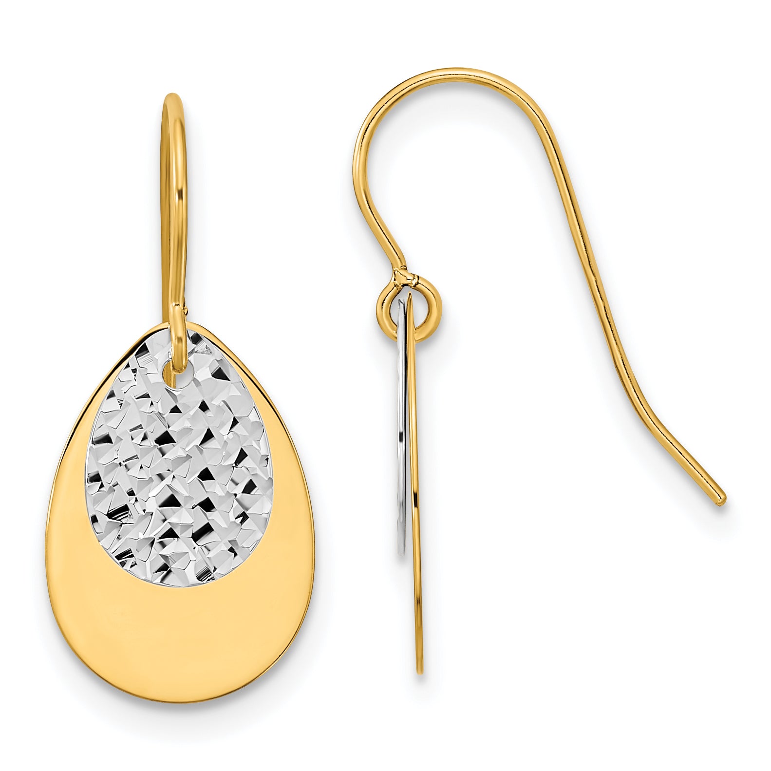 14k Two-Tone Teardrop Dangle outlets Earrings