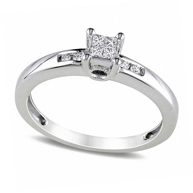 Quad diamond accent square frame promise ring in sterling on sale silver