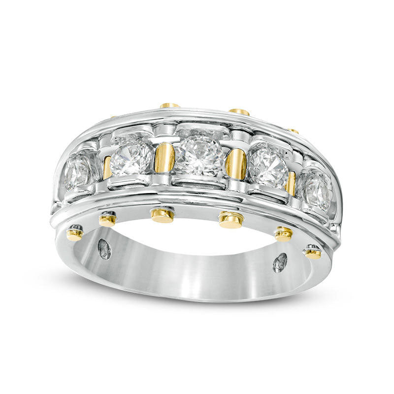 14k good Two-Tone 5-Diamond Band Ring