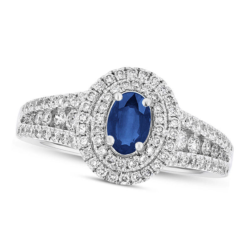 Petali Trilogy Double Diamond and Blue Sapphire Ring – Niquesa