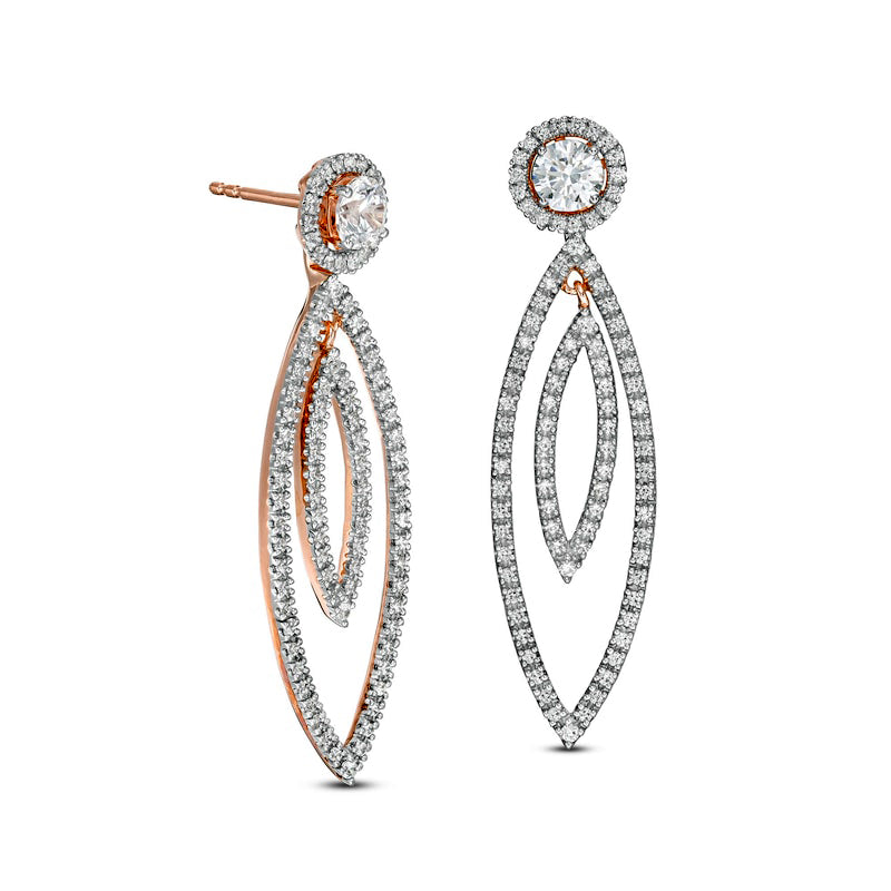 1 CT. T.W. Diamond Frame and Double Open Marquise Drop Earring Jackets in  14K Rose Gold