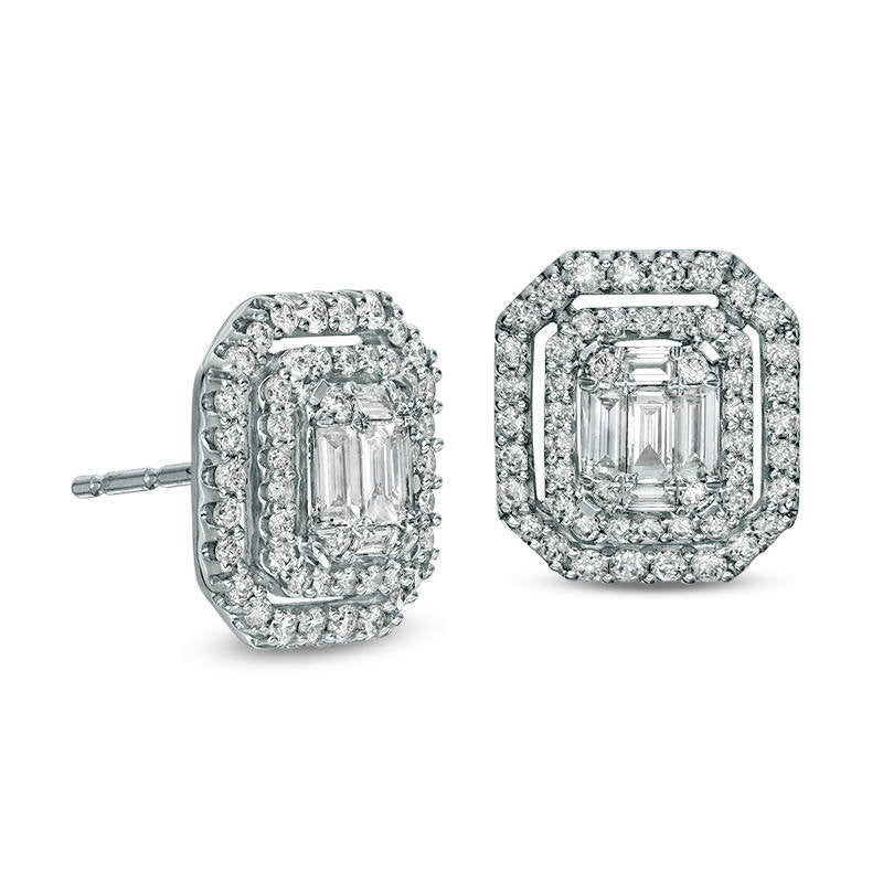 1/4 Ct. T.W. Diamond Double Frame Stud Earrings