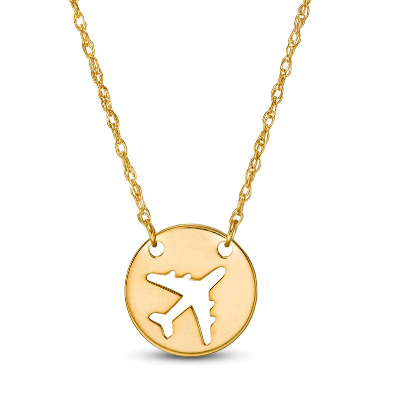 Diamond Accent Airplane Pendant in 10K Gold