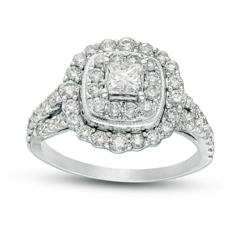 8 CT. T.W. Composite Princess-Cut Diamond Frame Multi-Row Engagement Ring  in 14K White Gold