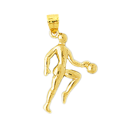 14K Yellow Gold Basketball Pendant