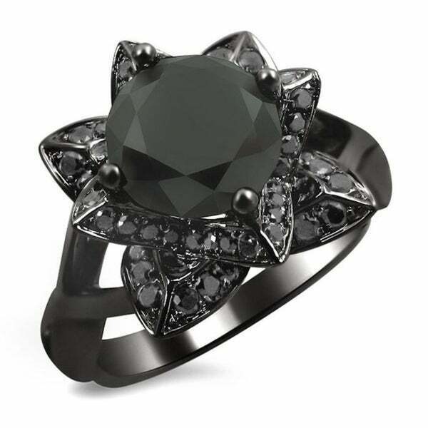 Certified black diamond engagement on sale rings