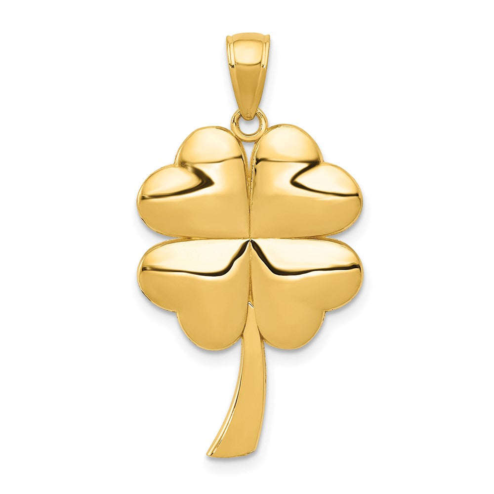 14k 2024 solid gold pendant clover leaf