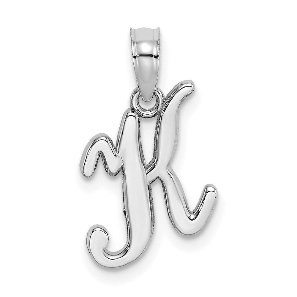 14K popular White Gold Finish Crown Letter K. - Free 18