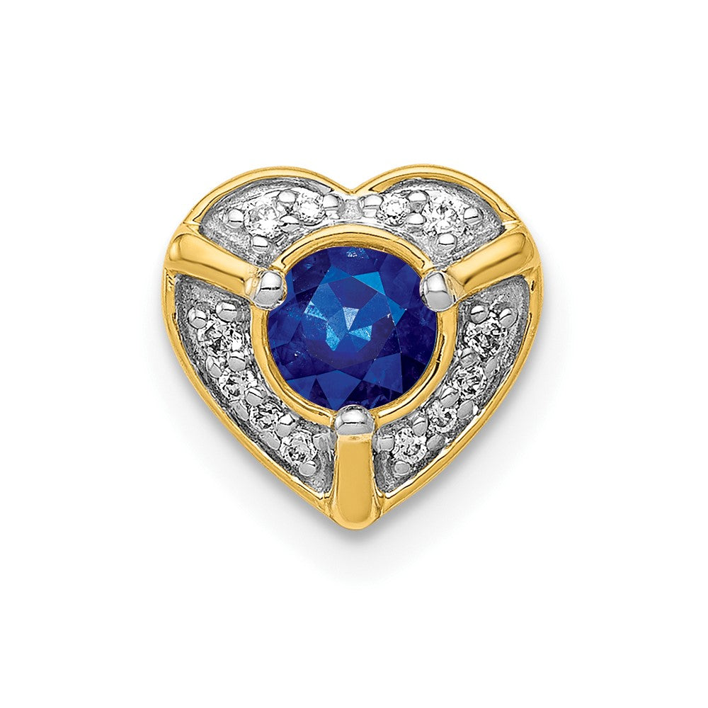 Sapphire & Diamond Cluster Slide Pendant Necklace 14K Yellow