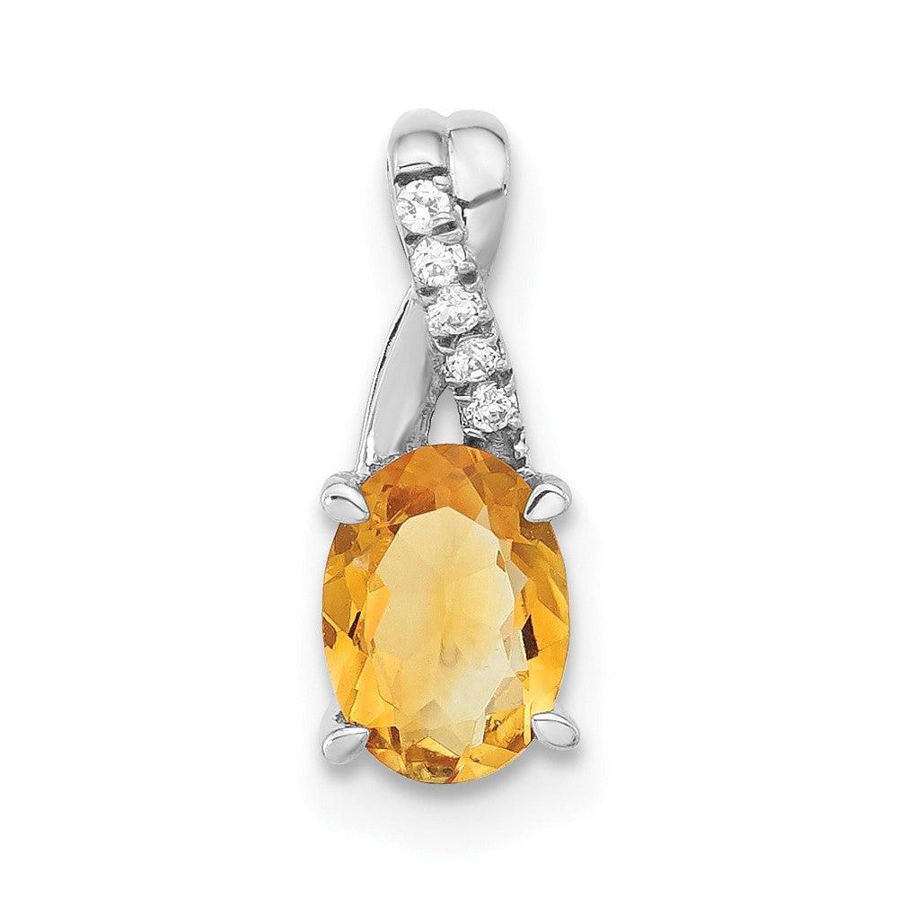 Solid 14K White Gold Orange cheapest Citrine Diamond Pendant