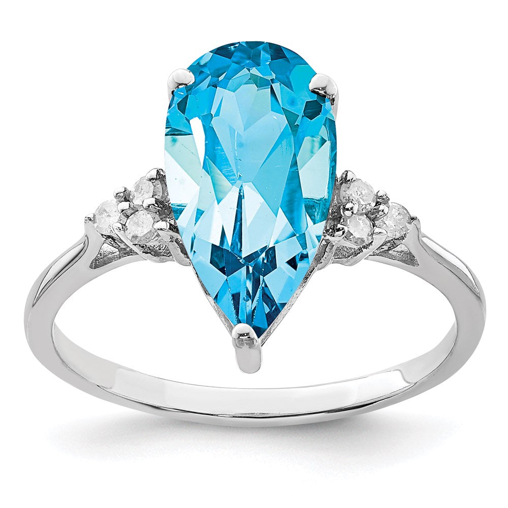 Sterling Silver Pear Blue Topaz Ring