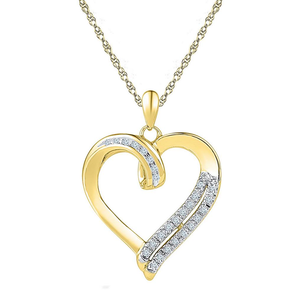 10kt Yellow Gold Womens Round Diamond deals Heart Pendant 1/10 Cttw