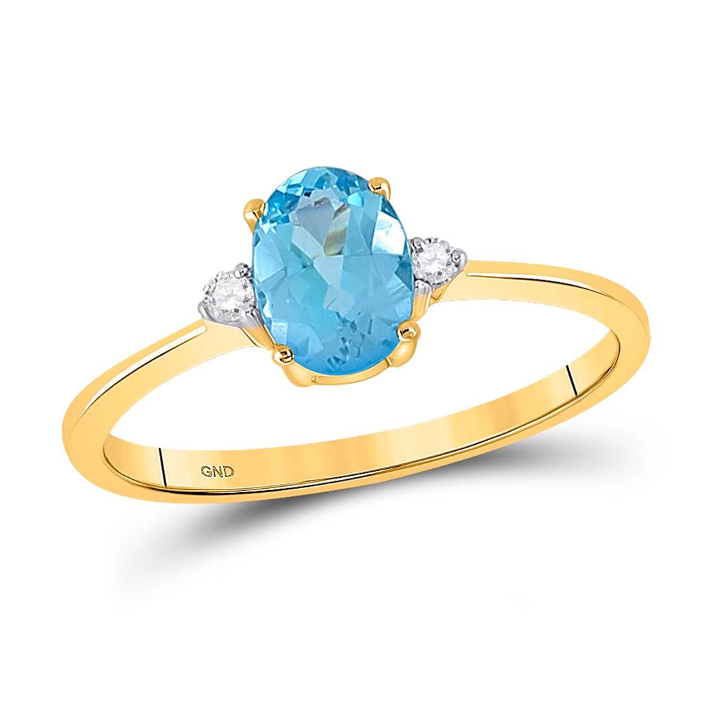 10KT Yellow Gold orders Ring with Blue Topaz and Diamonds