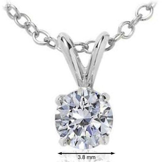 Original 0.40 Carat Maulijewels 14K White Gold Diamond Solitaire Pendant With 18" 14K White Gold Plated Sterling Silver Box Chain