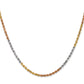 14k Tri-Color Tri-colored 24 inch 2.5mm Diamond-cut Rope with Lobster Clasp Chain