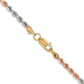 14k Tri-Color Tri-colored 24 inch 2.9mm Diamond-cut Rope with Lobster Clasp Chain