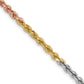 14k Tri-Color Tri-colored 24 inch 2.9mm Diamond-cut Rope with Lobster Clasp Chain