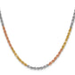 14k Tri-Color Tri-colored 18 inch 3mm Diamond-cut Rope with Lobster Clasp Chain