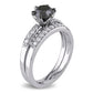 Original 1 1/3 CT TW Black & White Diamond Bridal Set in 10k White Gold