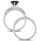 Original 1 1/3 CT TW Black & White Diamond Bridal Set in 10k White Gold