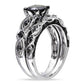 Original 1 3/8 CT TW Black Diamond Bridal Set in 10k White Gold with Black Rhodium