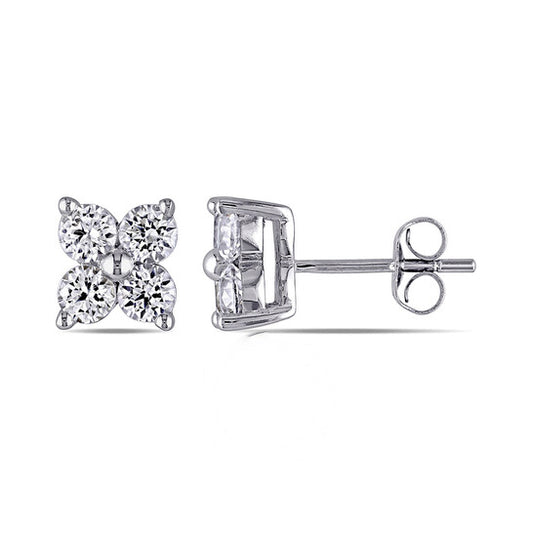 Original AMOUR Created White Sapphire Stud Earrings In 10K White Gold