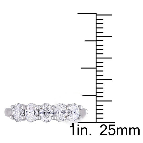 Original 1 CT TW Oval Cut Diamond Semi-Eternity Ring in 14k White Gold