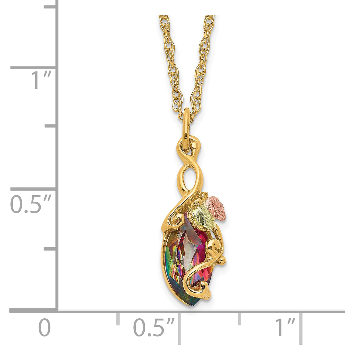 10k Tri Color Tri-color Black Hills Gold Mystic Topaz Necklace