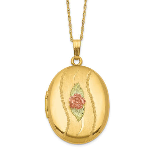 10k Tri Color w/ 12k Accents and 14k Gold-filled Chain Black Hills Locket