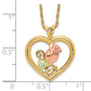 10k Tri Color Tri-Color Black Hills Gold Rose in Heart Necklace