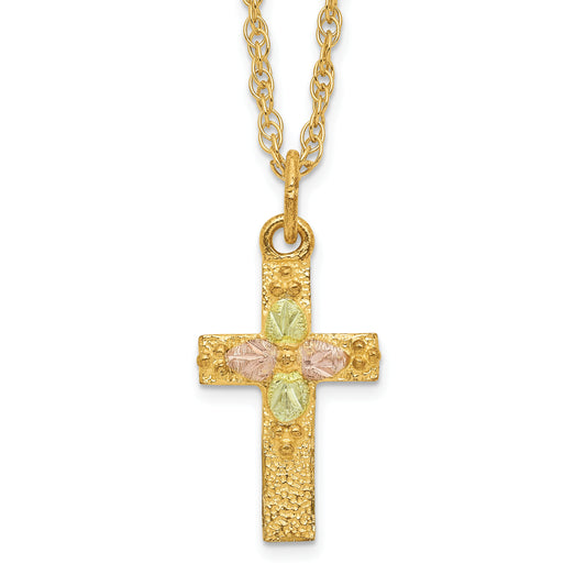 10k Tri Color Tri-Color Black Hills Gold Cross Necklace