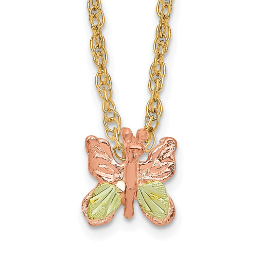 10k Tri Color Tri-Color Black Hills Gold Butterfly Necklace