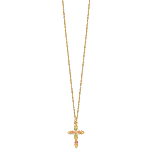 10k Tri Color Tri-Color Black Hills Gold Cross Necklace