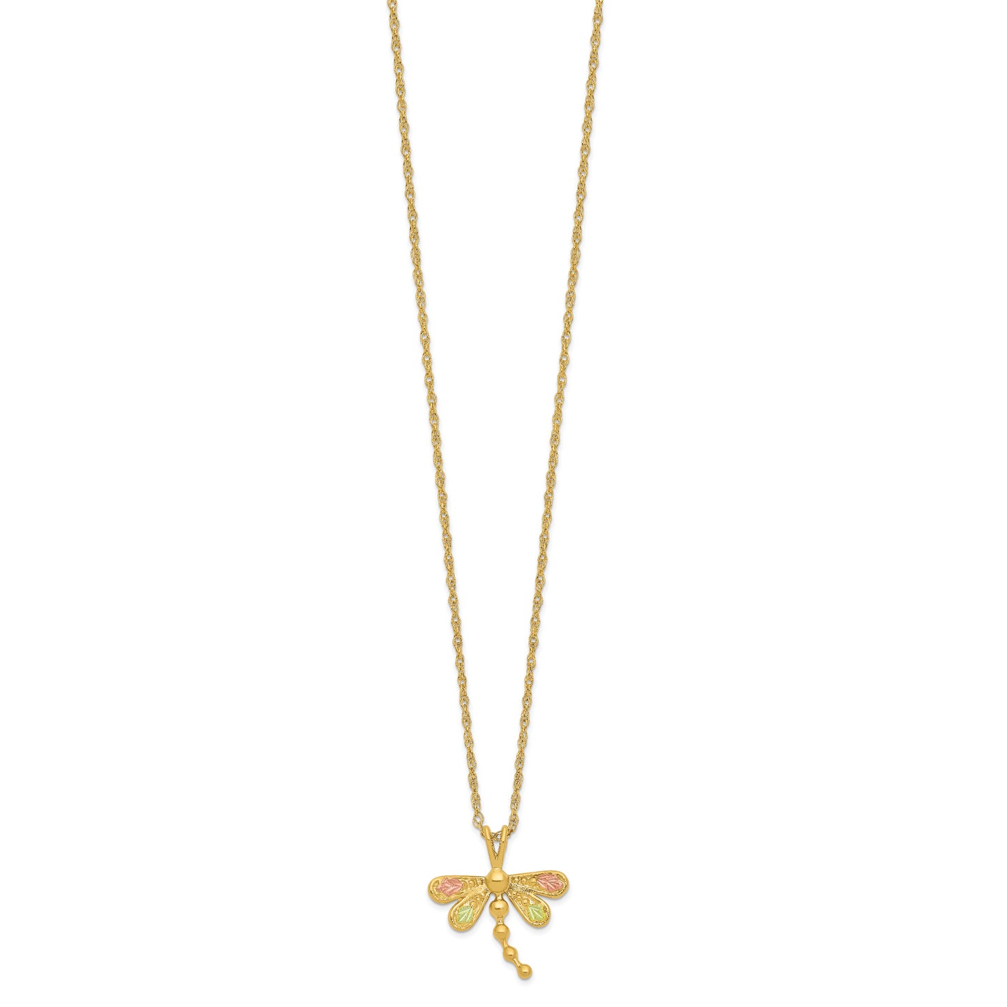 10k Tri Color Tri-Color Black Hills Gold Dragonfly Necklace