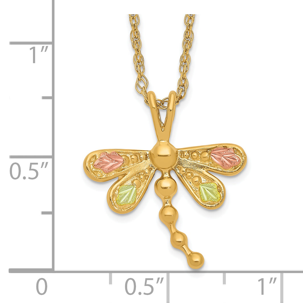 10k Tri Color Tri-Color Black Hills Gold Dragonfly Necklace