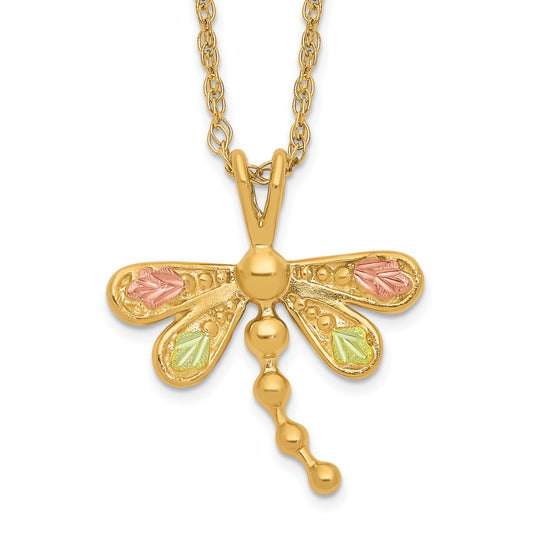 10k Tri Color Tri-Color Black Hills Gold Dragonfly Necklace