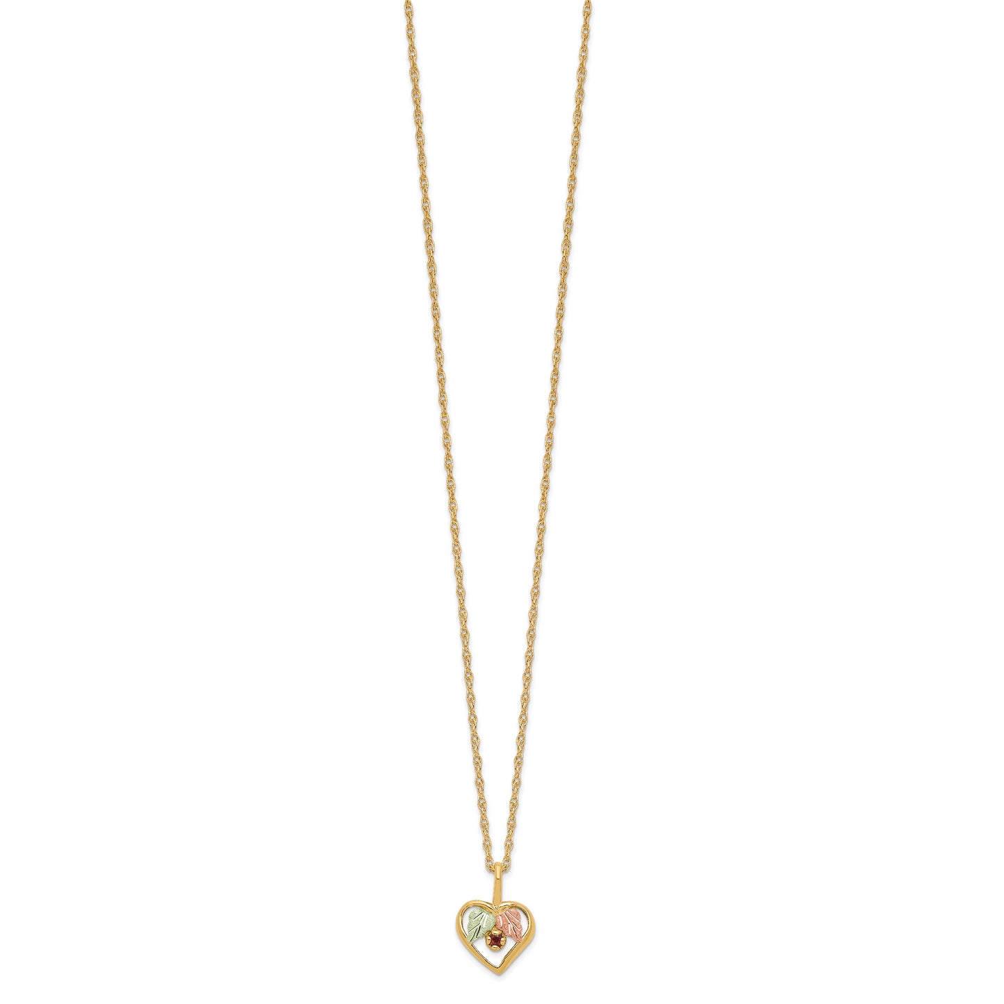 10k Tri Color Tri-Color Black Hills Gold Heart Garnet Necklace