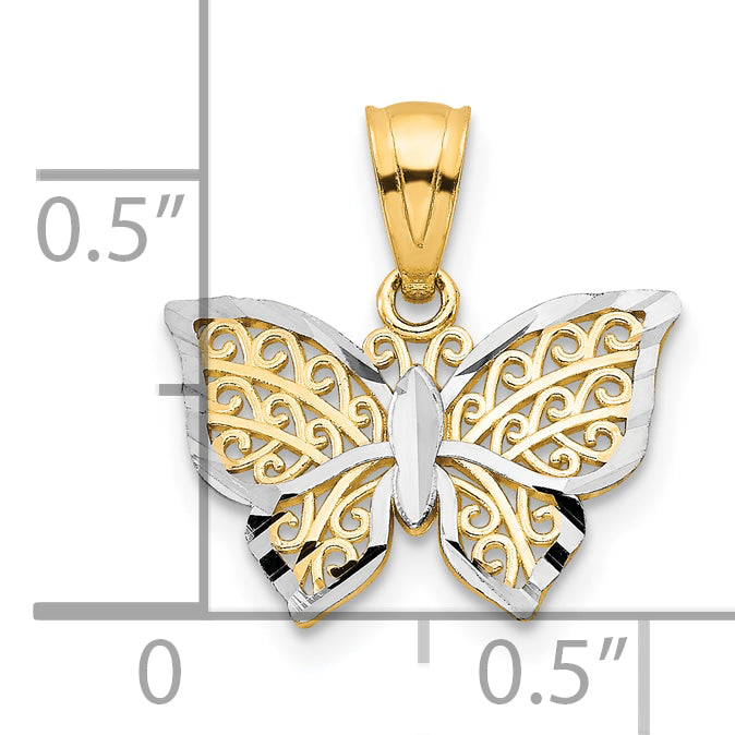 10k Yellow w/Rhodium Butterfly Charm