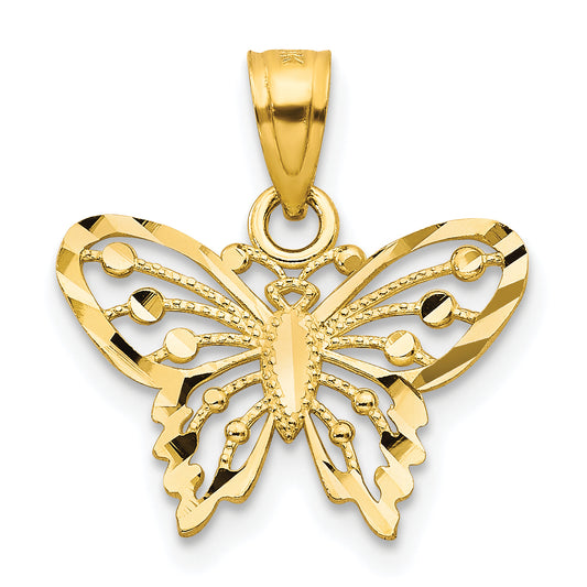 10k Yellow Gold Diamond-Cut Butterfly Charm