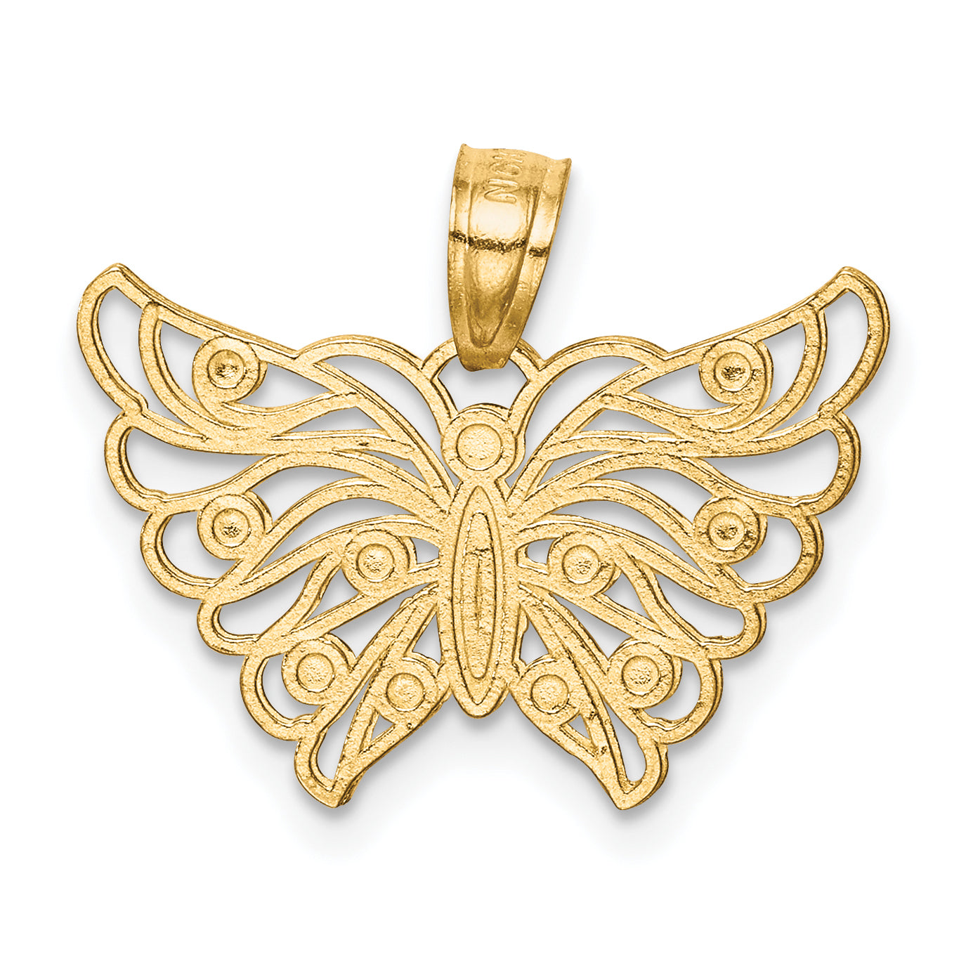 10k Yellow w/Rhodium w/ Rhodium Butterfly Pendant