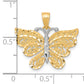 10k Yellow w/Rhodium w/ Rhodium Butterfly Pendant