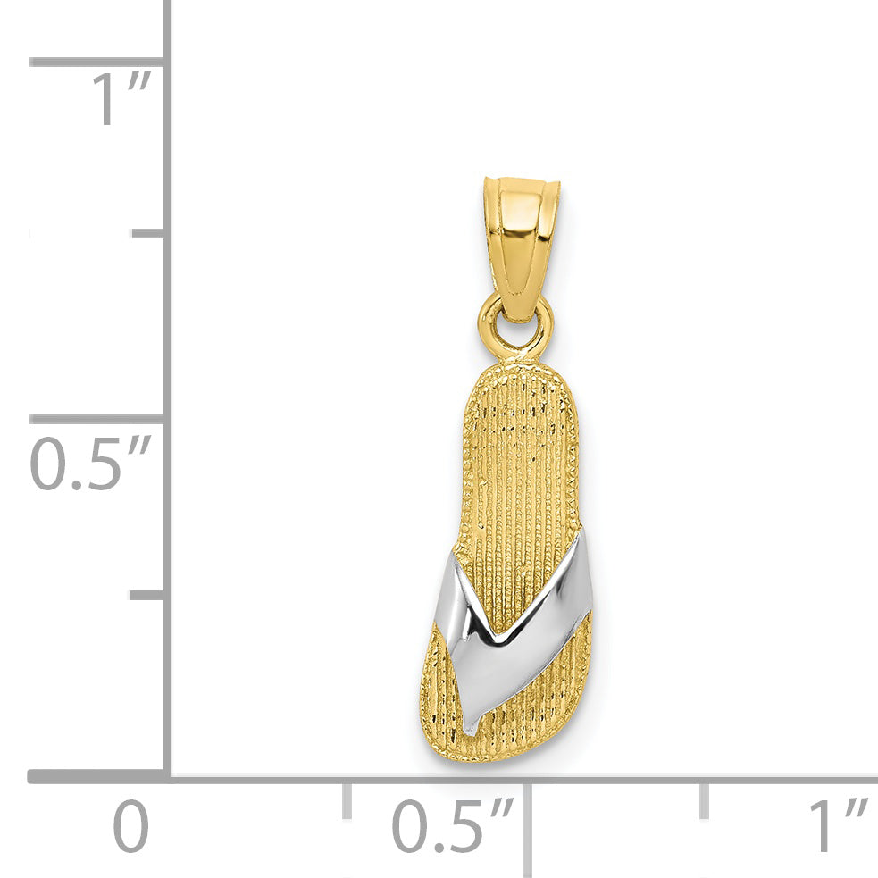 10k Yellow w/Rhodium & Rhodium Flip Flop Charm