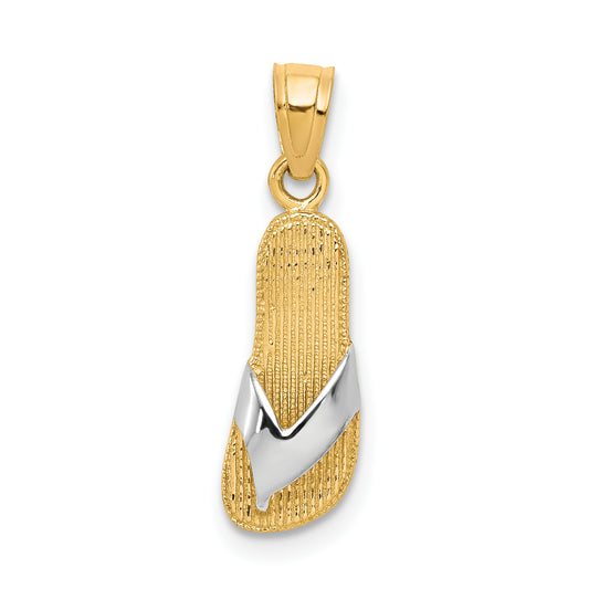 10k Yellow w/Rhodium & Rhodium Flip Flop Charm