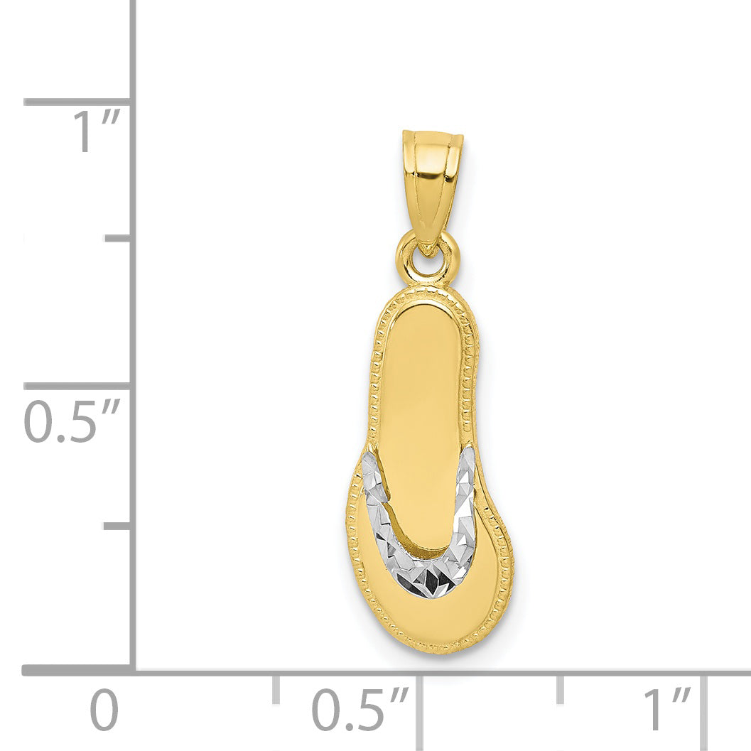 10k Yellow w/Rhodium Flip Flop Charm