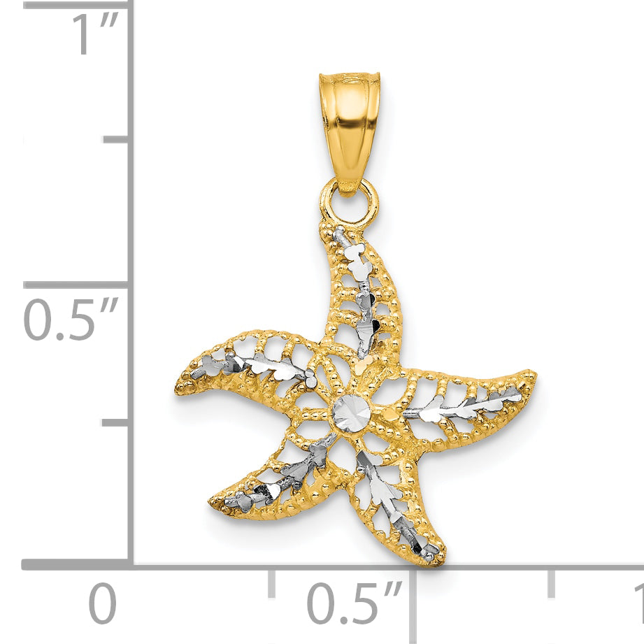 10k Yellow w/Rhodium Starfish Charm