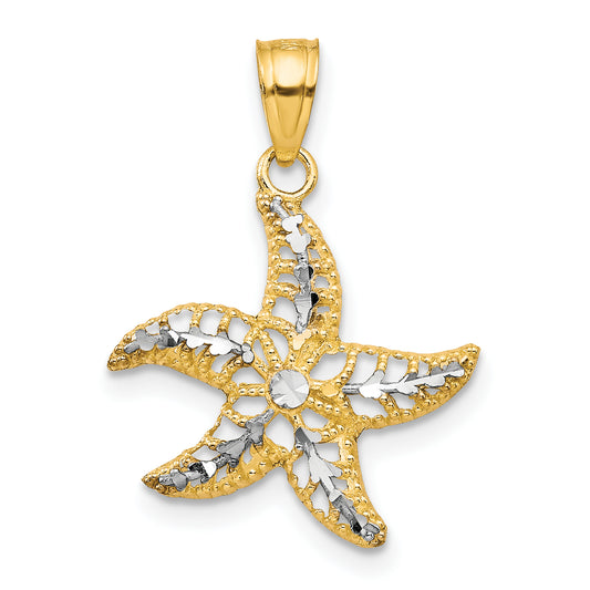 10k Yellow w/Rhodium Starfish Charm