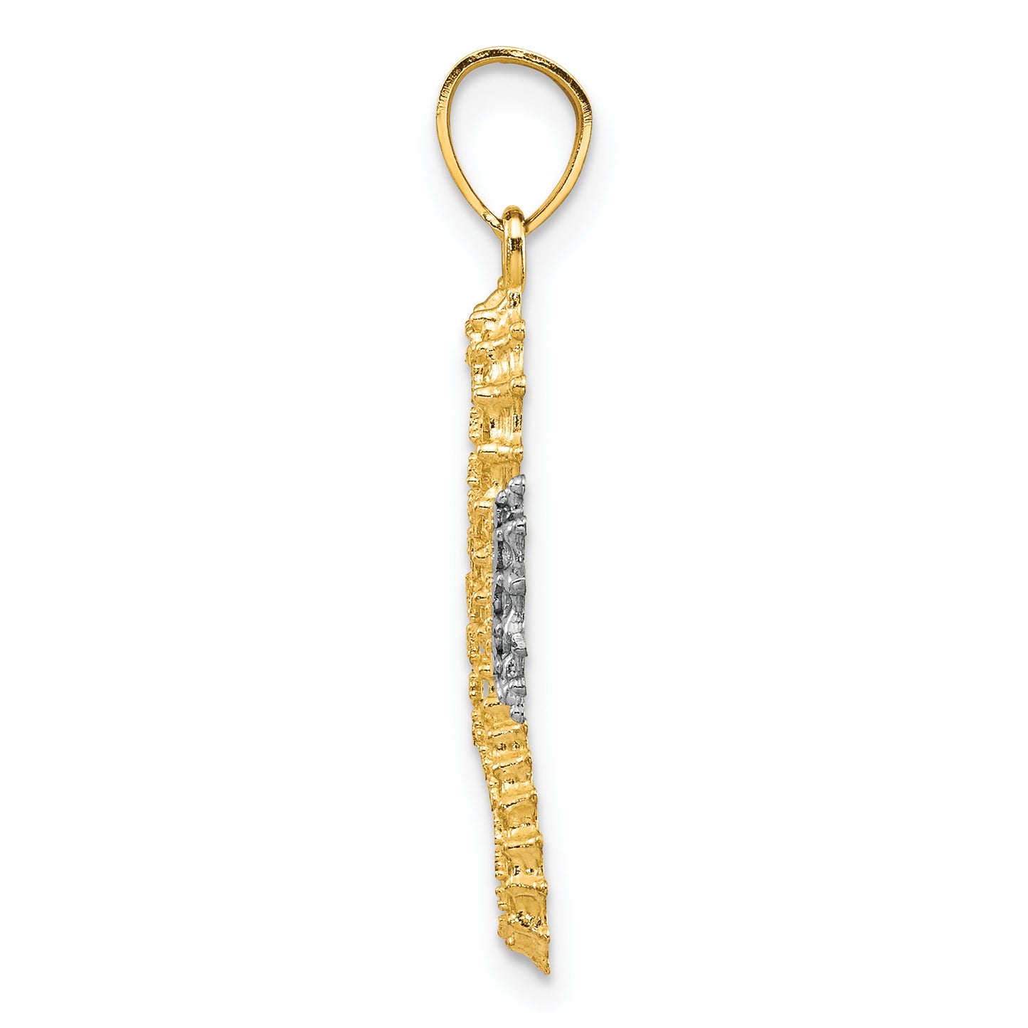 10k Yellow w/Rhodium Seahorse Charm