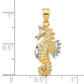 10k Yellow w/Rhodium Seahorse Charm