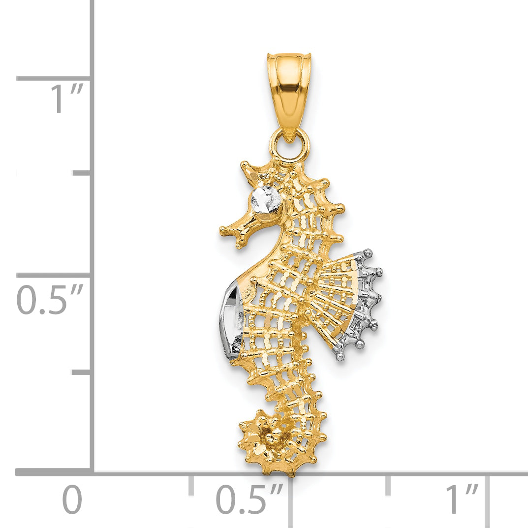 10k Yellow w/Rhodium Seahorse Charm