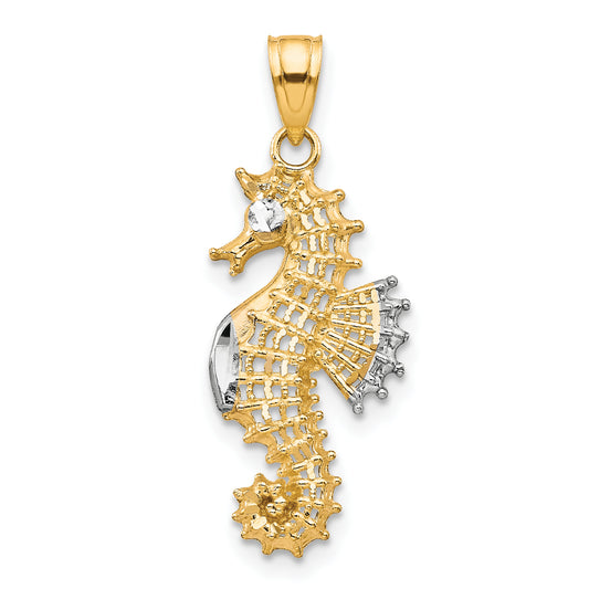 10k Yellow w/Rhodium Seahorse Charm